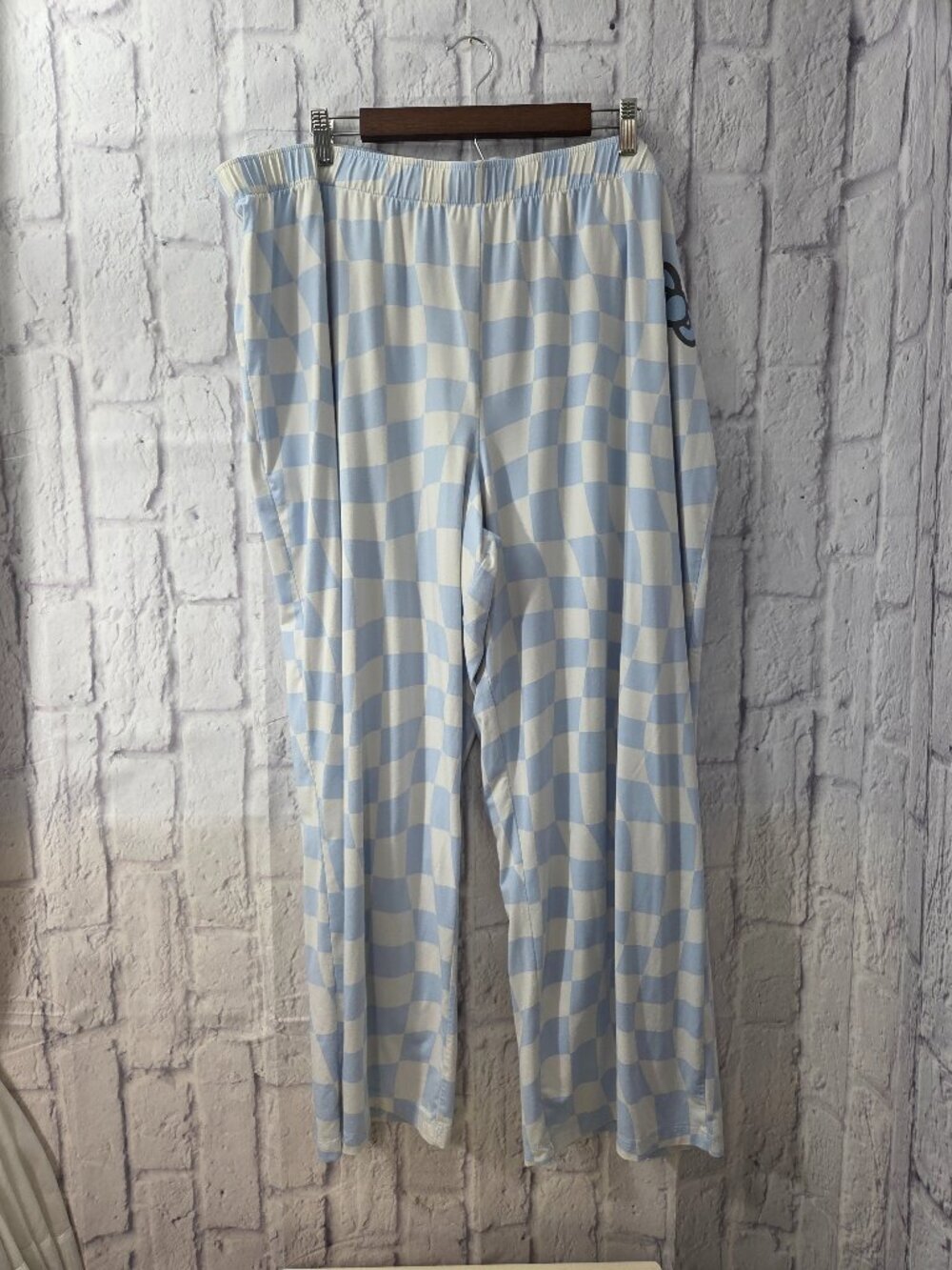Grayson Social 3X Blue Checkered Hello Kitty Pull On Elastic Pj Pants (Flaw)